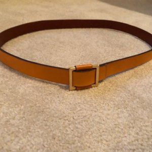 Loro Piana Golden Leather Belt w/ Gold Buckle